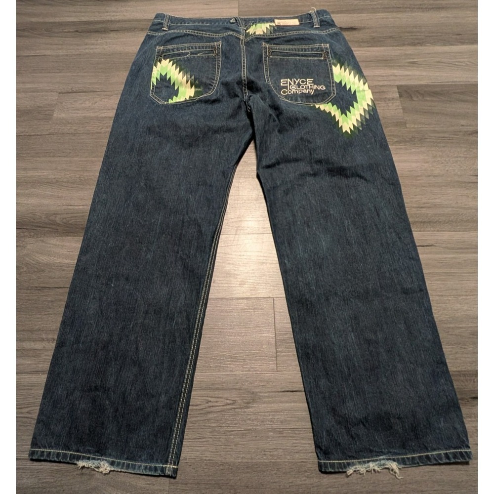 Vintage Enyce Men's Baggy Hip Hop Grunge Wide Leg Dark‎ Wash Denim Size 42x32.5